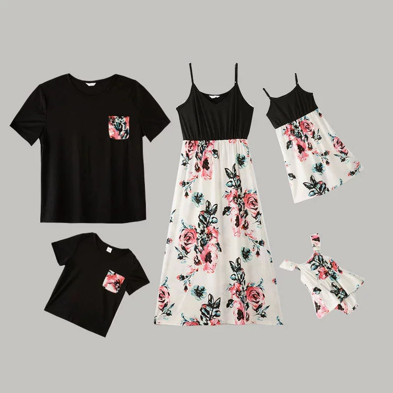 Tenue été impression florale matching pour toute la famille